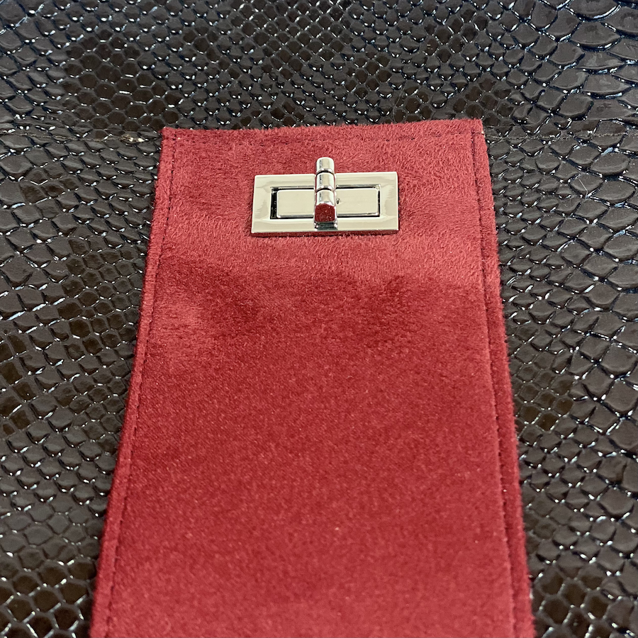 sac à main, Pas Si Muette, sac 400, fabrication française, sac à rabat, simili cuir python, marron chocolat, idée cadeau