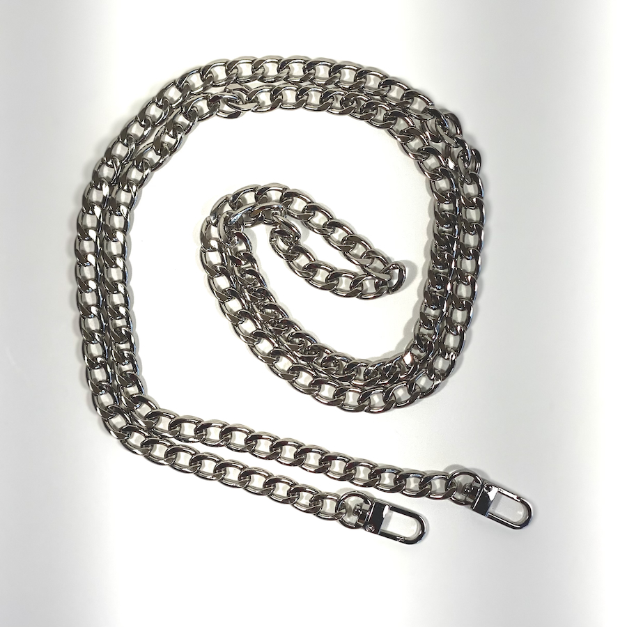 Chaines de sac. Maillon Gourmette. Métal argenté, amovibles. Pas Si Muette. Idée cadeau