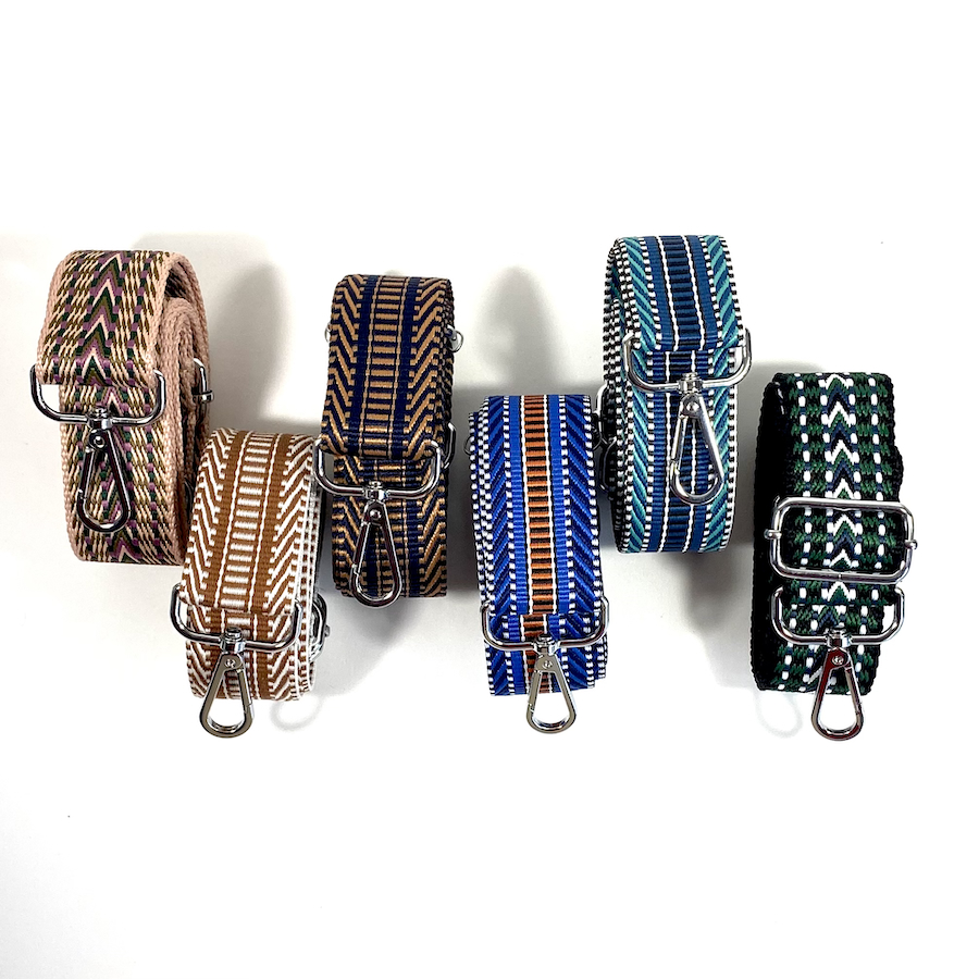 Sangles de sac 38mm Chevrons. Sangles de sac reglables, ajustables. Boucles argent. Idée cadeau.