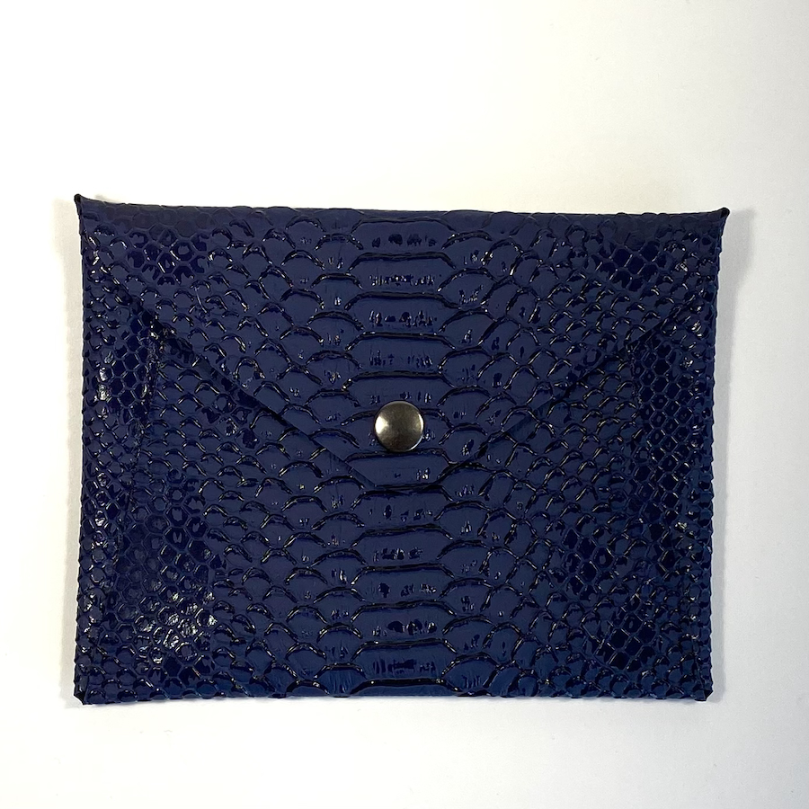 Enveloppe de sac en simili cuir, bleu marine, effet python. Fabrication Française. L'accessoire rangement de tous les sacs à main.