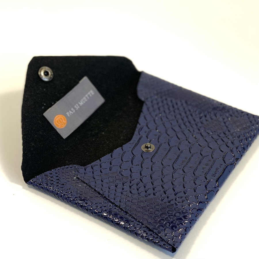 Enveloppe de sac en simili cuir, bleu marine, effet python. Fabrication Française. L'accessoire rangement de tous les sacs à main.