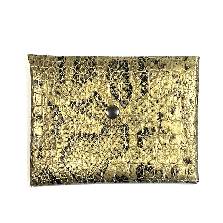 Enveloppe de sac en simili cuir, or et noir, effet python. Fabrication Française. L'accessoire rangement de tous les sacs à main.